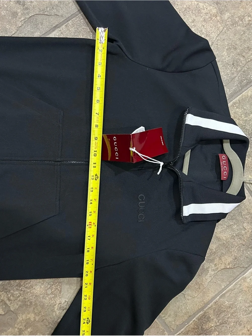 Men's Gucci jersey technical, zip up jacket, web, trim, size medium made Italy